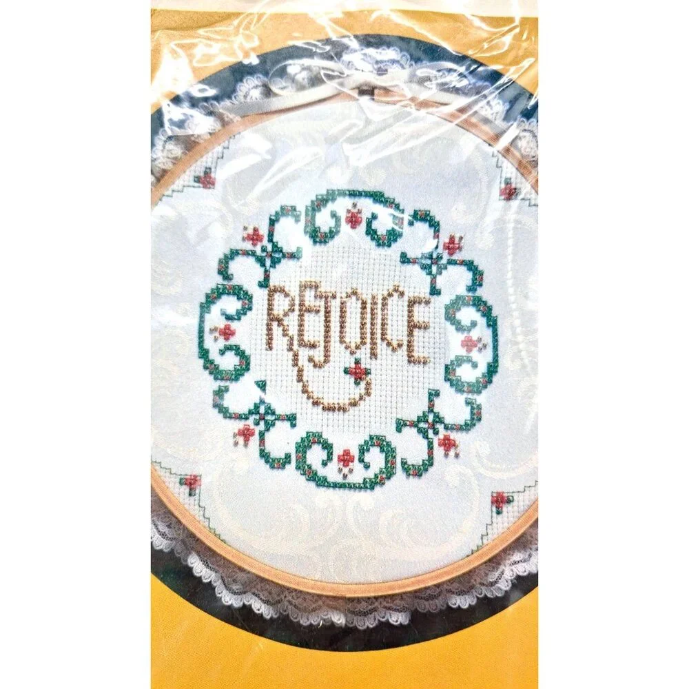 Vintage Creative Circle Rejoice Cross Stitch Kit Wall Hanging Christmas 2412 New